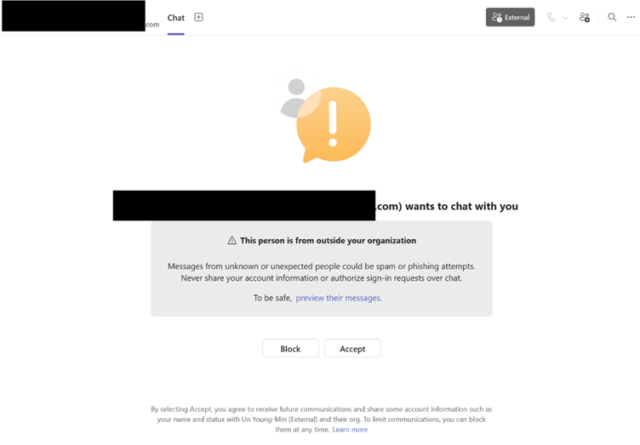 Initial access via Teams social engineering, stage one
