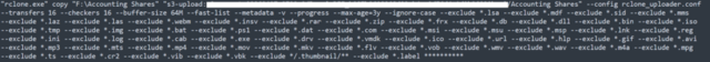 Use of Rclone for selective synchronisation during exfiltration