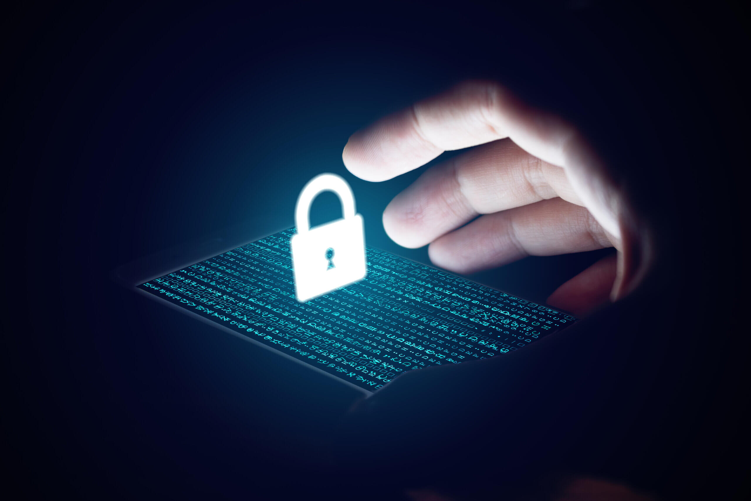 Cyber,Security,Concept,,Man,Hand,Protection,Network,With,Lock,Icon hand with a lock
