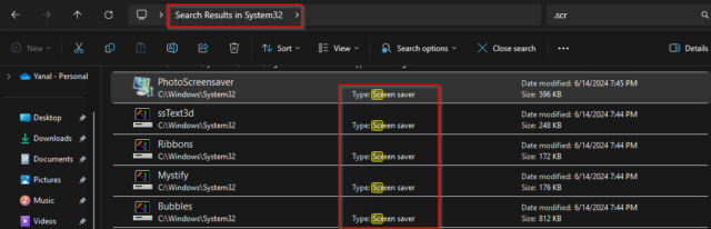 Windows default screen saver animations path