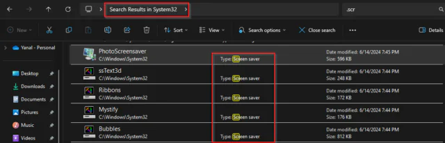 Windows default screen saver animations path